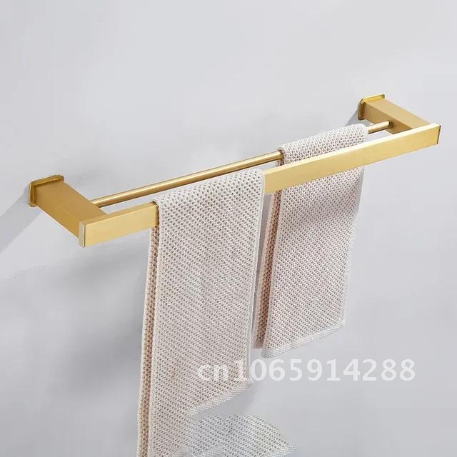 Space Gold Brushed Aluminum Towel Rack Bathroom Wall Bathroom Hardware Rack Towel Storage Holder Mounted Towel Pendant