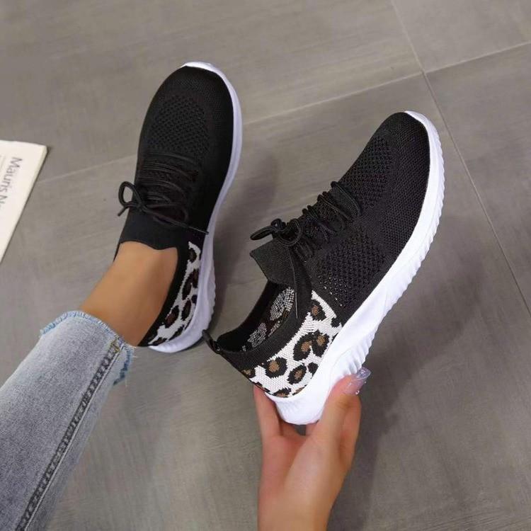 Casual single shoes autumn new round head flat bottom large size lace-up mesh sports single shoes women
