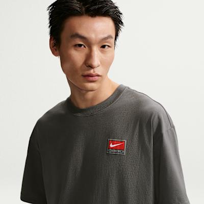Nike T Shirts Men's Charcoal Gray Crew Neck Moderate