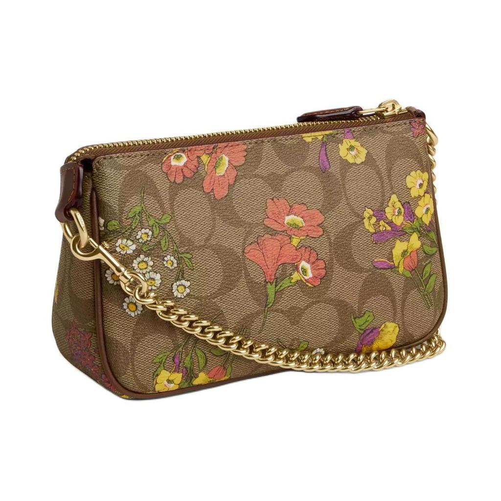 Coach Nolita 19 Floral Print Waterproof Canvas And Recycled Leather Tote Shoulder Bag Small Women Bags Gold Khaki Multicolor CR828-IME7V