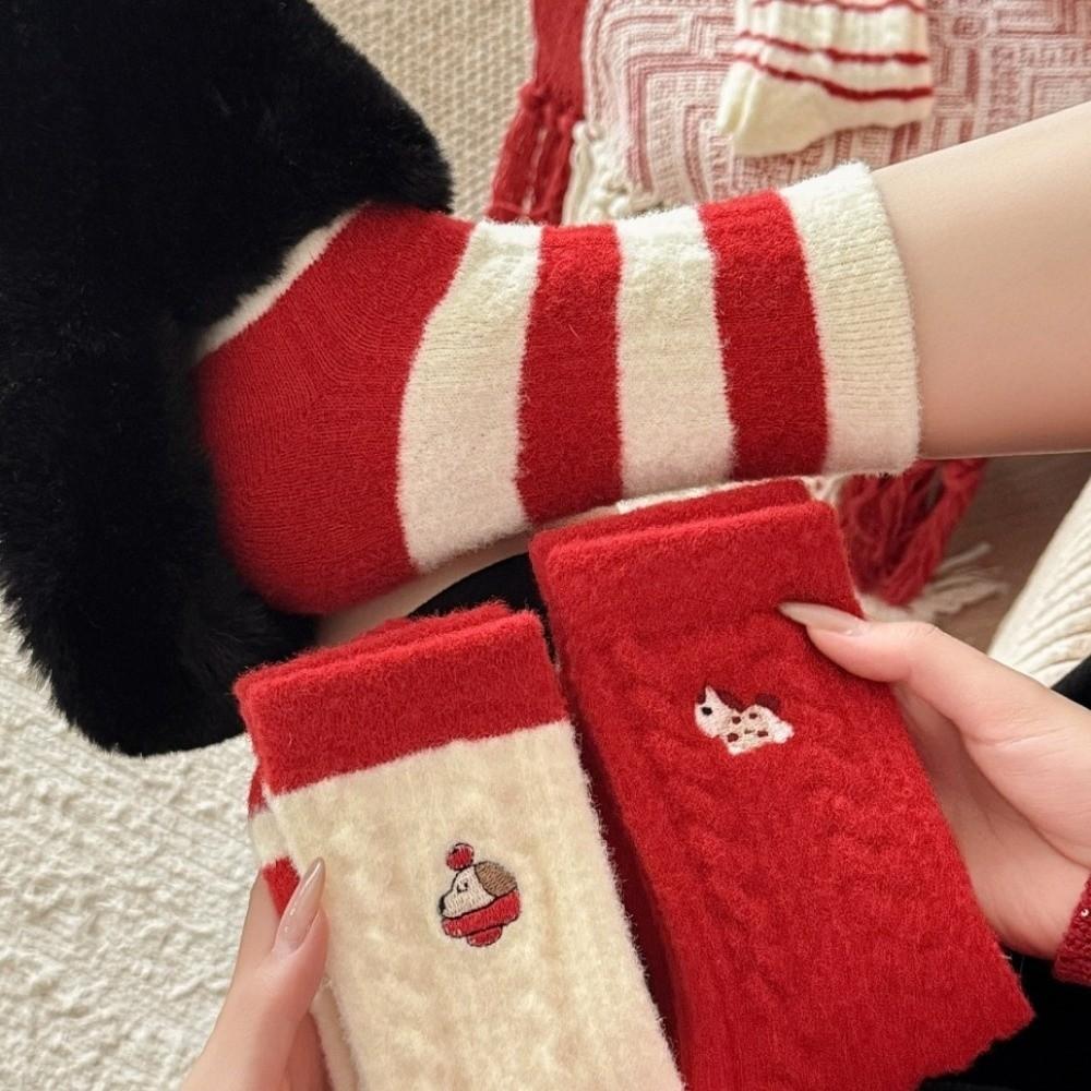 Cute Horse Pattern Socks Warm New Year Socks Striped Socks Women's Socks  Winter Season