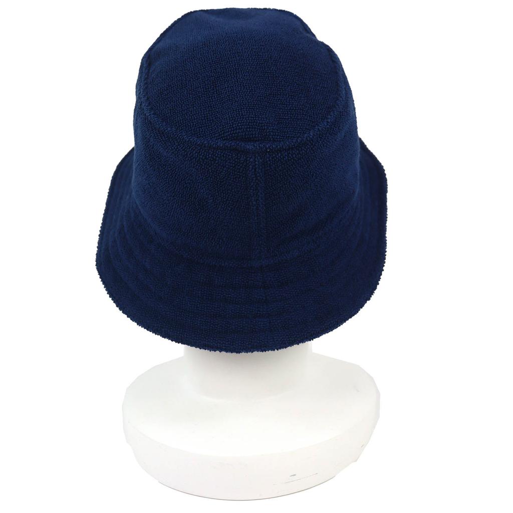 Excellent HERMES hat HERPER Tile fabric bucket hat with logo patch Navy 57 Used