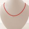 J.Lauren N0925 Crimson Bead Smile Silver Chokerhalsband