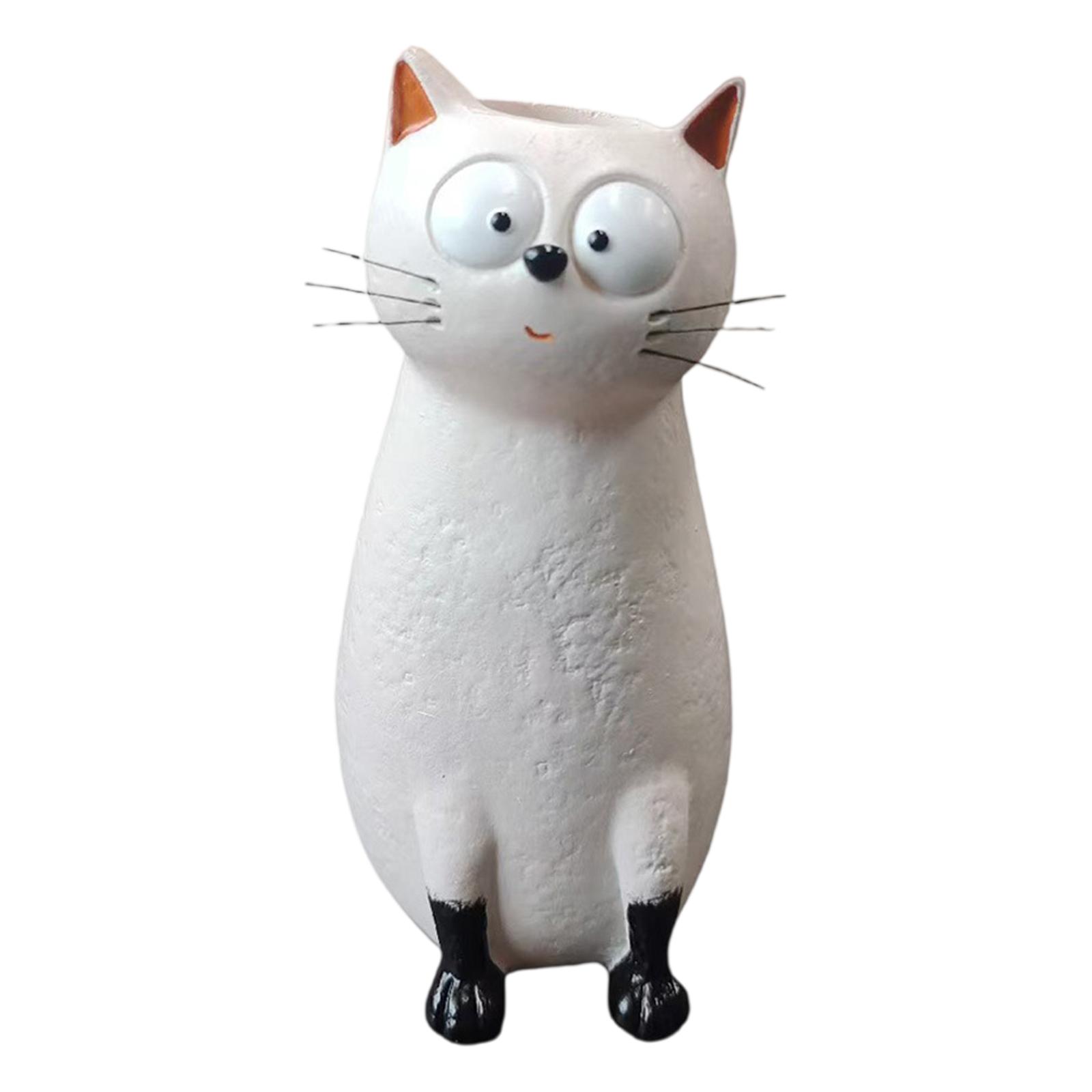 Stable Cat Statue Funny Whimsical Cat Figurine Adorable Neko Figurine Miniature Desktop Ornament Fairy Home Office Decoration белый