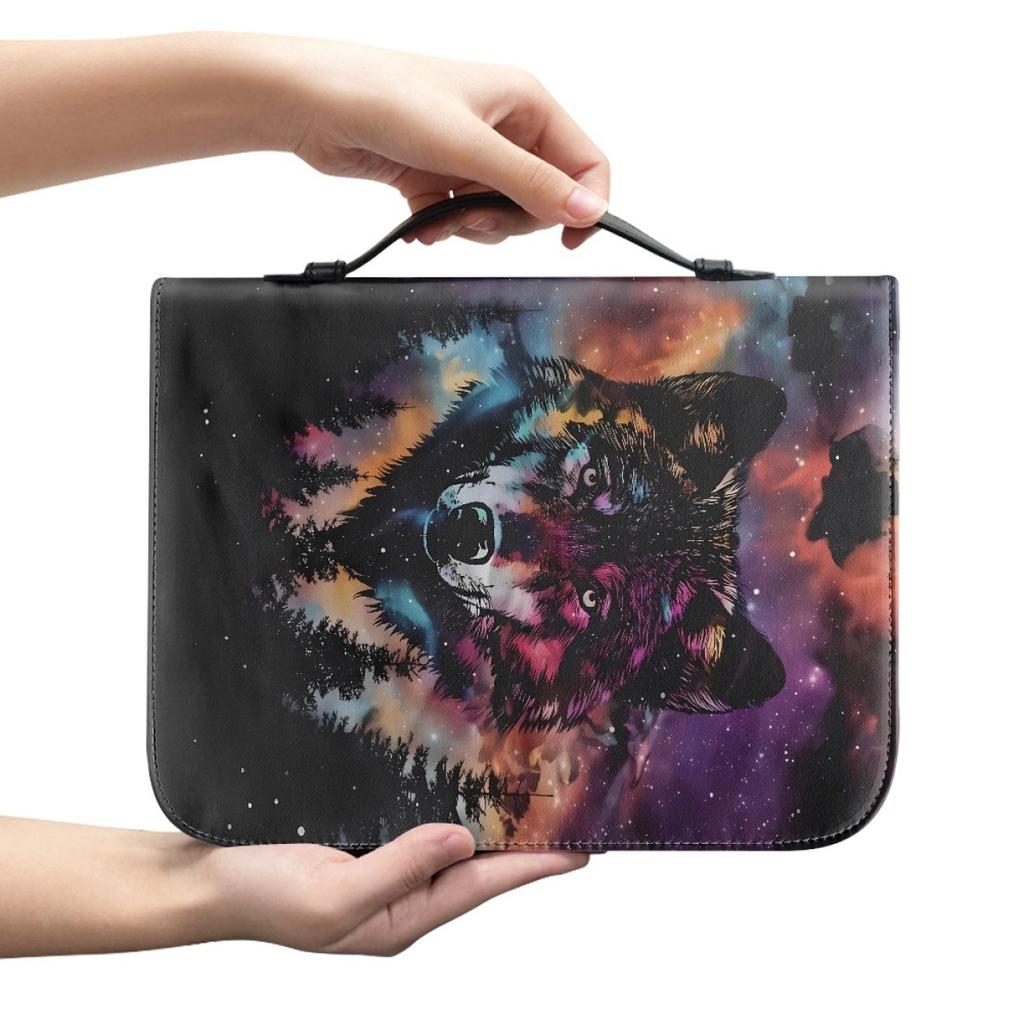 Sunflower Printing Portable Storage Pu Material Book Case Portable Book Bag