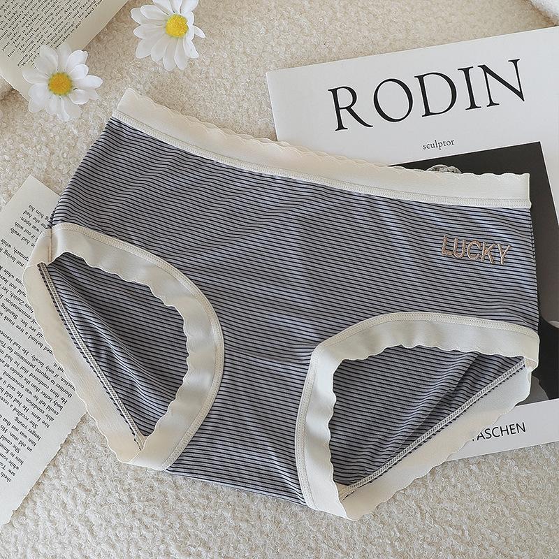 Spodní prádlo Dámské čisté bavlněné antibakteriální prodyšné proužek ve střední části pasu pohodlné hip lift sexy velké roztomilé dámské trojúhelníkové šortky