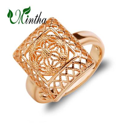 MINTHA  Adjustable Geometry Ring Trend Rose Gold Color Daily Fashion Jewelry Square Hollow Ring For Women Ring