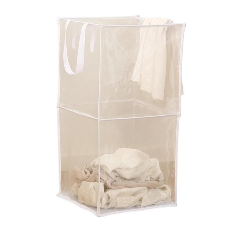 Durable Polyester Meshes Clothes Hamper Square Foldable Anti Tear Foldable Bin Laundry Hamper for Home Organization