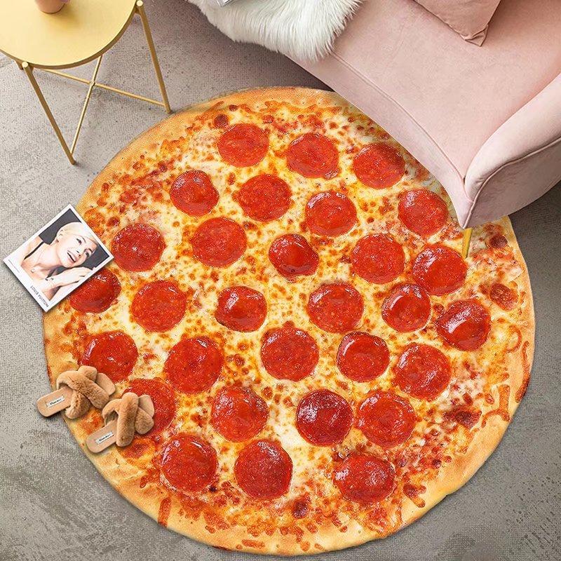 Creative Pizza Gourmet Floor Mat Living Room Decoration Round Carpet Funny Children Washable Study Rug Home Anti-slip Soft Rug