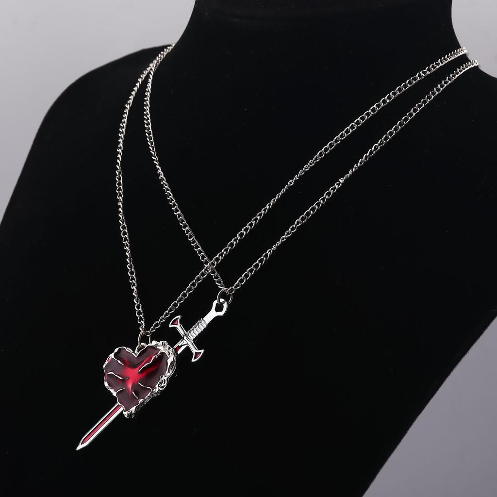 2026 New Sword Heart Couple Necklace Gothic Anti-fading Love Heart-shaped Pendant Women Year's Christmas Valentine's Day Gift