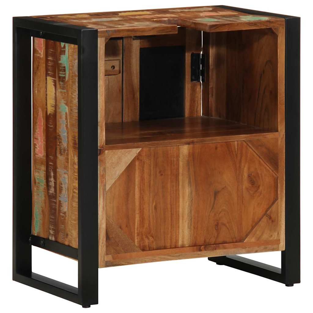 Bathroom Cabinet with Shelf Brown Solid Upcycled Wood