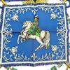 Hermes Carree42 Scarf LVDOVICVS MAGNVS Louis XIV Straddling a White Horse Silk Women Used