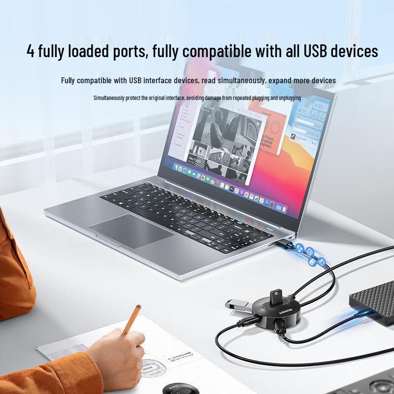 Shan Ze USB Multi-Port Hub Adapter: Dual Port Desktop & Laptop Extender