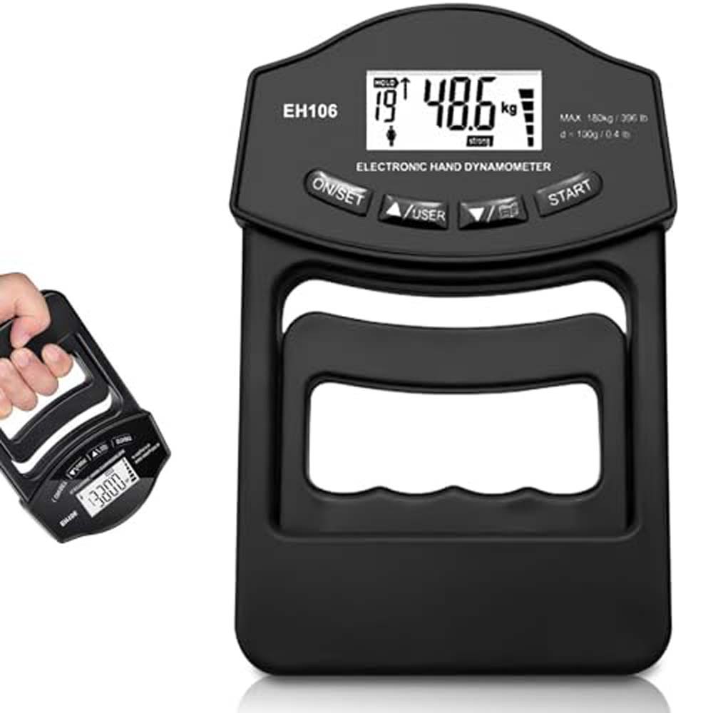 

Grip Strength Tester 396Lbs/180Kg Grip Strength Meter Digital Hand Dynamometer USB LCD Screen Hand Grip for Power Training Sport чорний