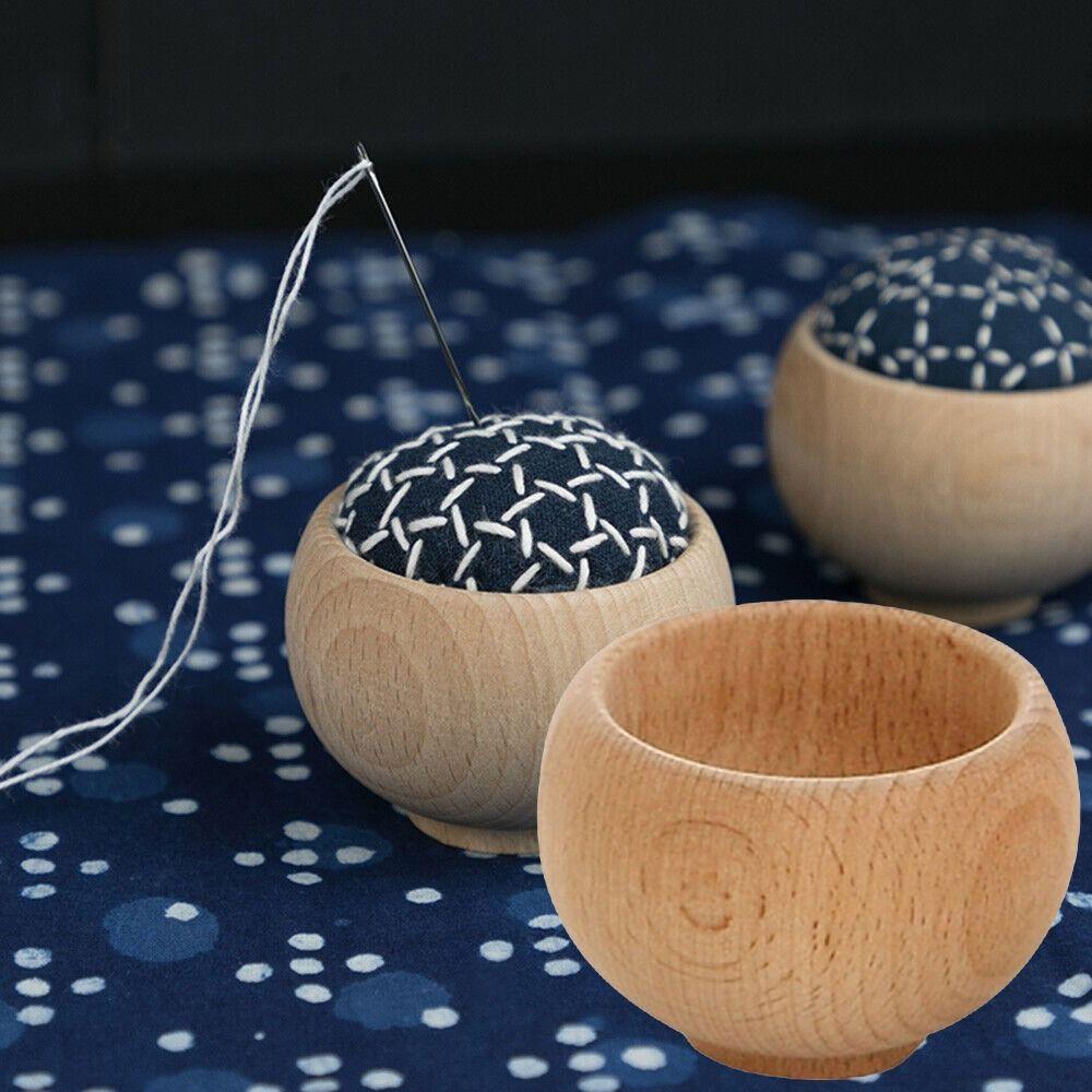 Recessed Structure Wooden Pin Cushion Base Needle Cushion Holder Embroidery Accessories