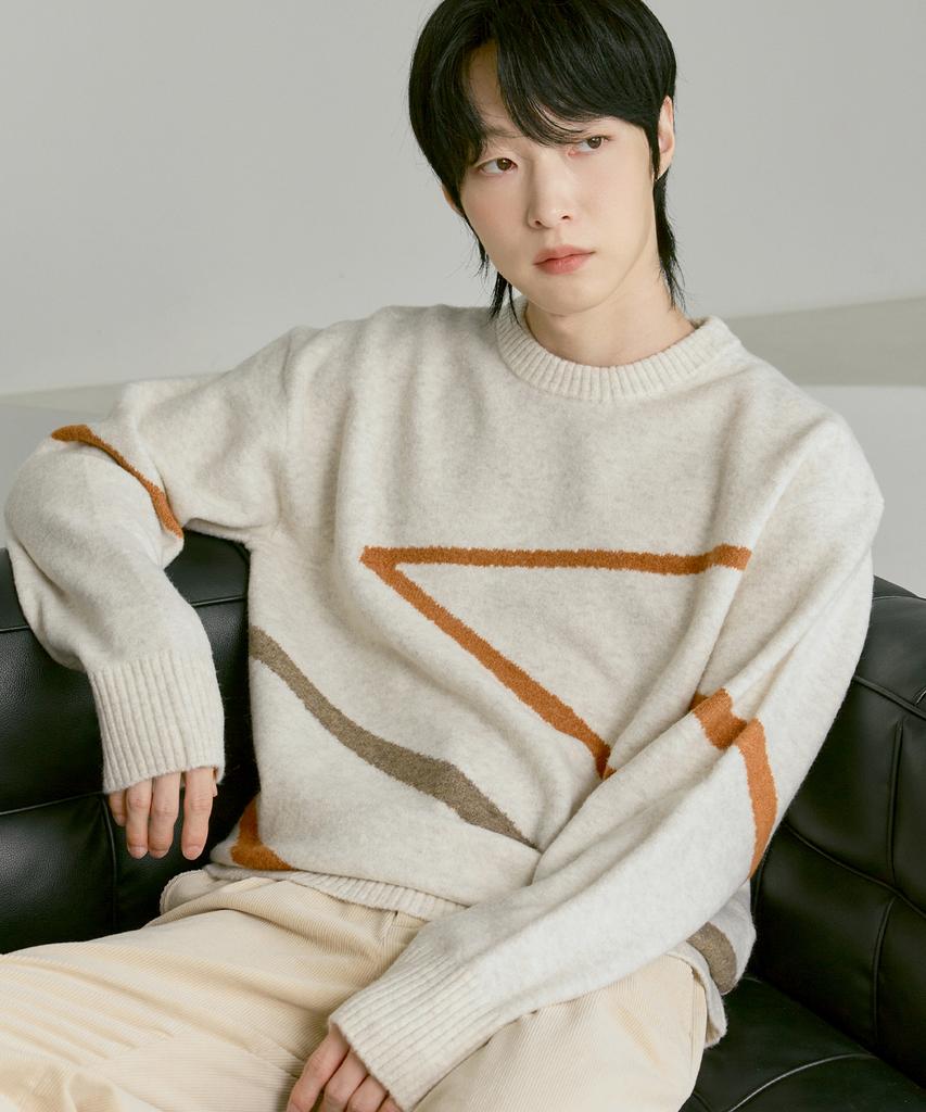 210EDIT Fossil Knit Line Block Design [Oatmeal]_Zf4Sw084