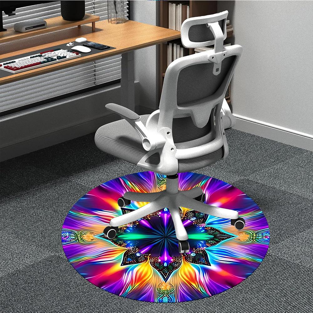 

1pc Kaleidoscope Office Round Rug, Non-slip, Soft and Durable Office Rug for Interior Decoration, Perfect for Office, Beautiful Decoration yy260324088 80cm by 80cm