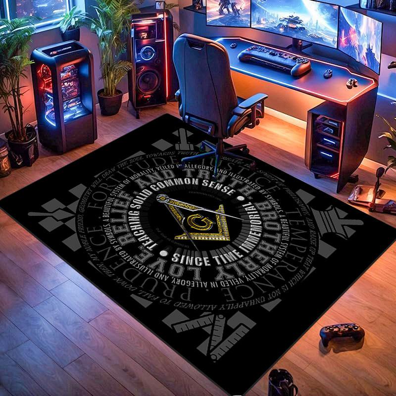 Freemason symbol rug, suitable for living room, bedroom, game room, computer room and home décor.