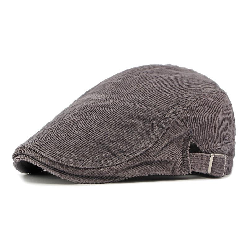 Retro Distressed Corduroy Beret: Unisex Autumn/Winter Duckbill Newsboy Cap