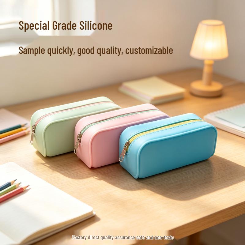 Compact Rectangular Silicone Pencil Case & Desk Organizer