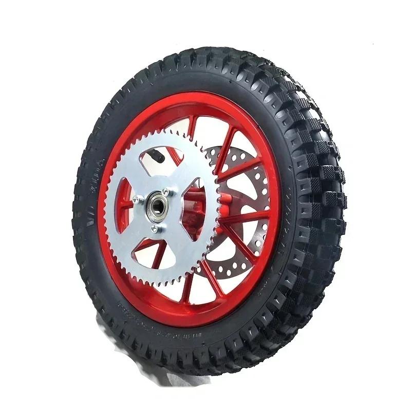 Pocket Bike Mini Moto Gasroller Vordere Hintere Felge Lager Bremsscheibe Rotor Ritzel Für Reifen 12,5 x 2,75 Schlauch 12 1/2*2,75