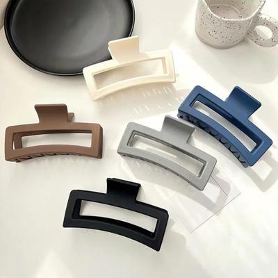 Hair Claw Oversized Square Strong Claw Hollow Out with Teeth Headwear Elegant Matte Hair Clip