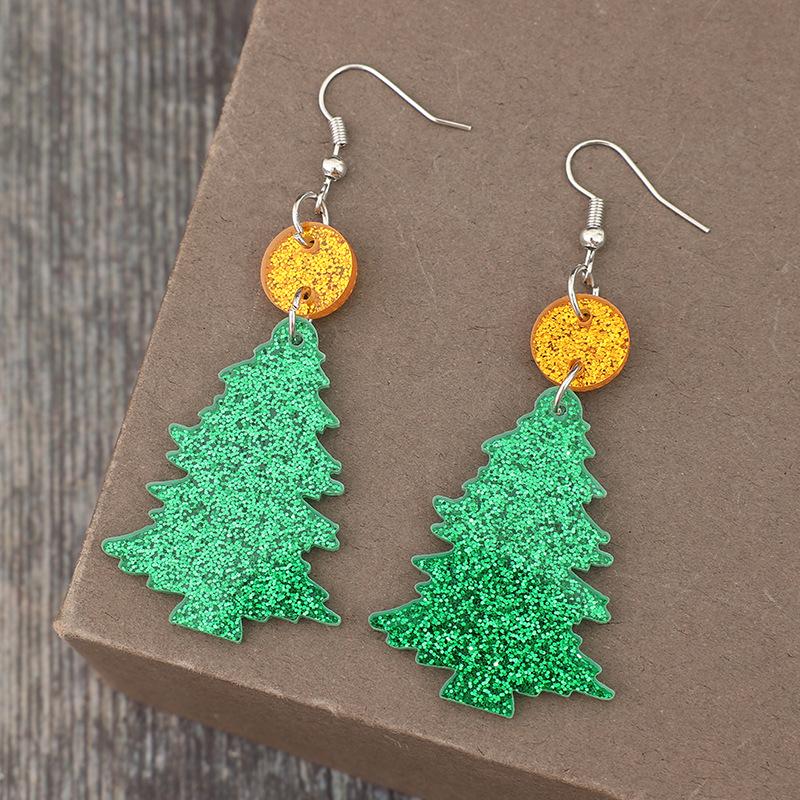 Festive Acrylic Christmas Tree Earrings