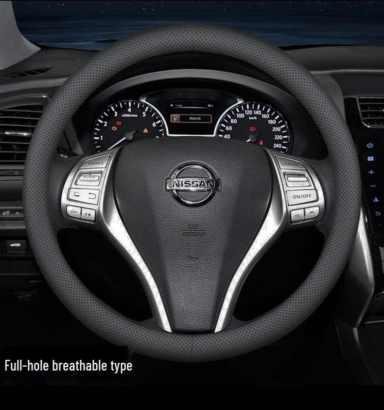 Anti-Slip Napa Leather Steering Wheel Cover, Ultra-Thin & Universal, All-Season Car Accessory for Men and Women