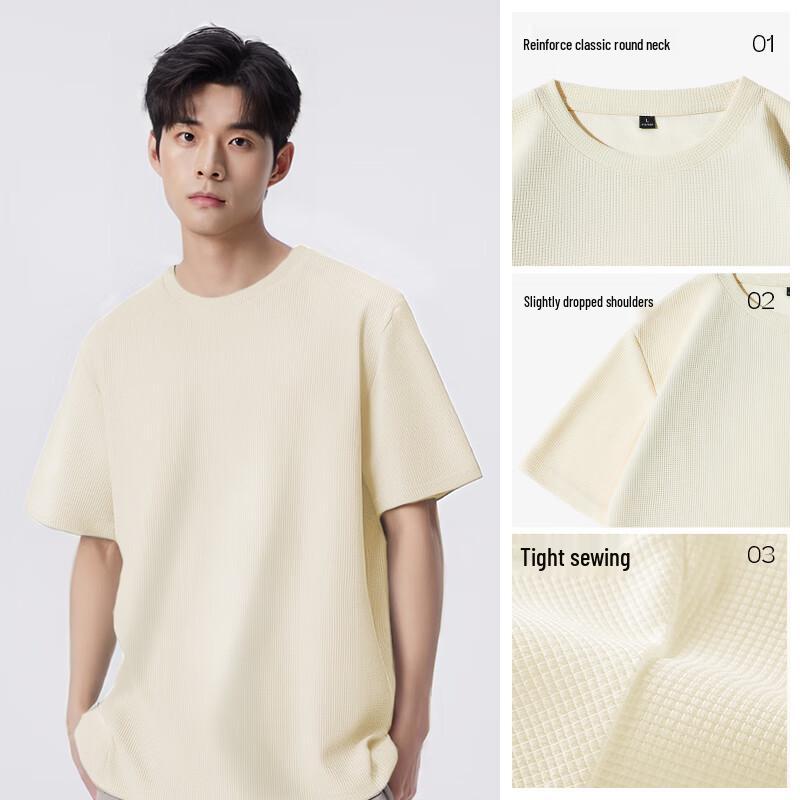 Jeanswest Men's American Retro Loose Waffle T-Shirt