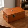 Hinged Lid Wooden Novelty Item Interactive Box Wood Grain