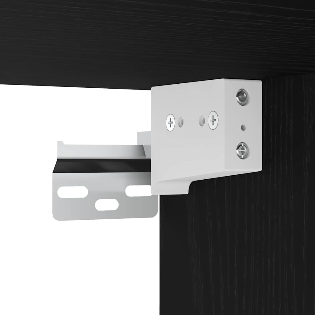 Wall Mounted TV Cabinet with LED Lighting Black Oak Effect 30.5 X 35 X 30 Cm