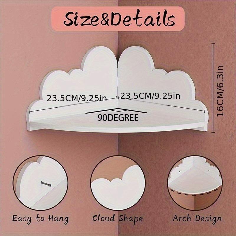 3PCS Cute Cloud Corner Wall Shelf White Floating Display Storage Rack For Kids Bedroom Decor Management Organizer