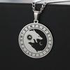 Stainless Steel Yin Yang Wolf Sun Moon Pendant Norse Viking Necklace Nordic Talisman Amulet
