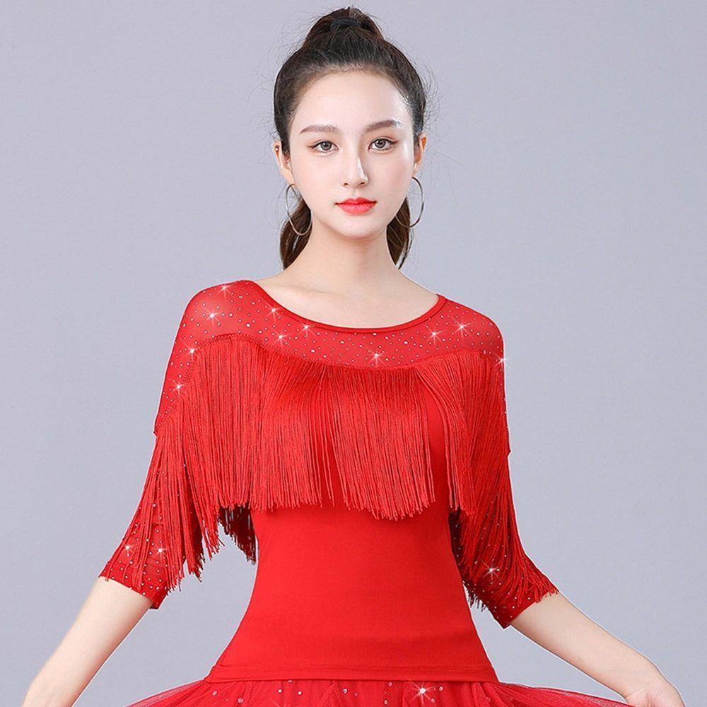 Tassel Latin Dance Top Shiny Samba Dance Top Fashion Dance Clothes  Women