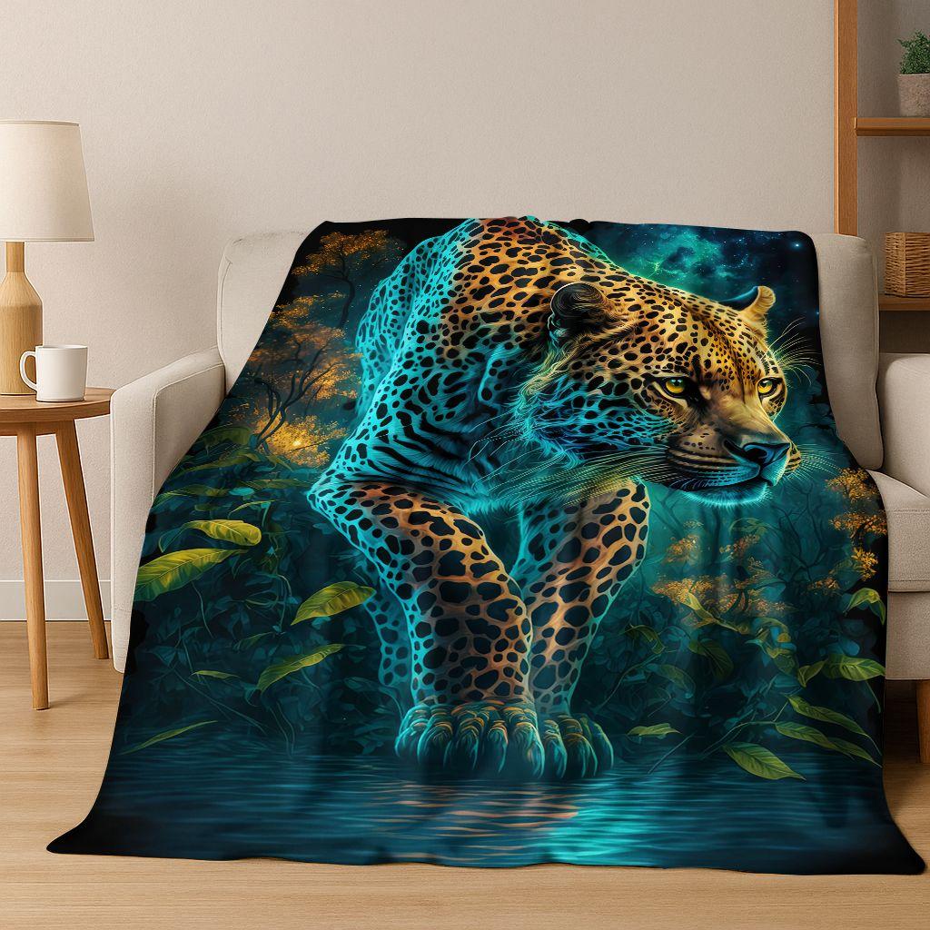 26 Style Wild Animal Leopard Cheetah Beast Cartoon Flannel Blanket,Cozy Soft Throw Blanket for Home Bedroom Bed Sofa Cover Kids