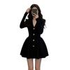 Small French V-neck Waist Dress for Women's Autumn and Winter High-end Sense New Light Luxury and Thin Temperament A-word Dress
