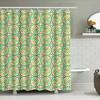 Vibrant Interlocking Geometric: Orange And Green Pattern Shower Curtain For A Modern And Energetic Bathroom Dcor