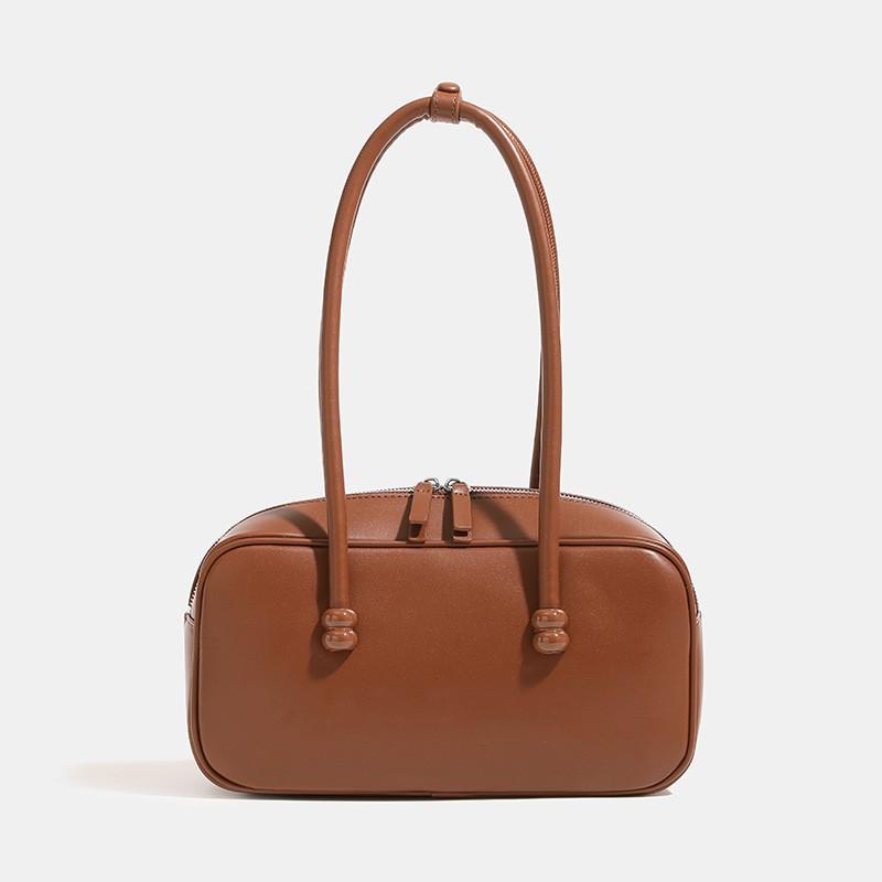 

2025 New Niche Handbag Fashionable All-match Bowling Bag High-end One-shoulder Underarm Boston коричневий