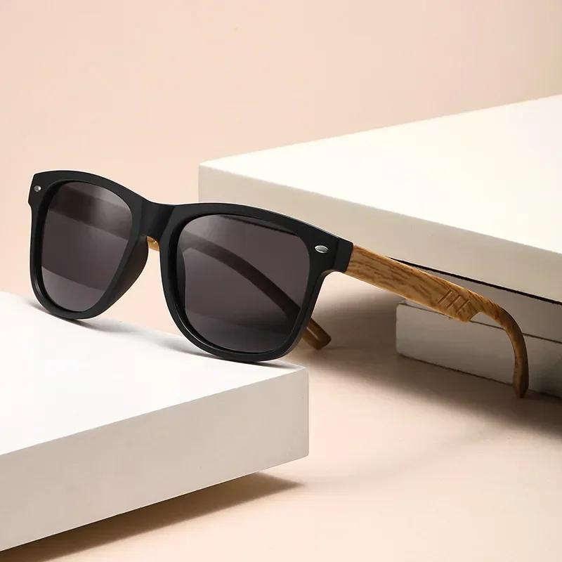 Retro Wood Grain Leg Sunglasses New Spring Foot Color Film Men's Glasses UV400 Shades Eyewear Outdoor Driving Cycling Goggles