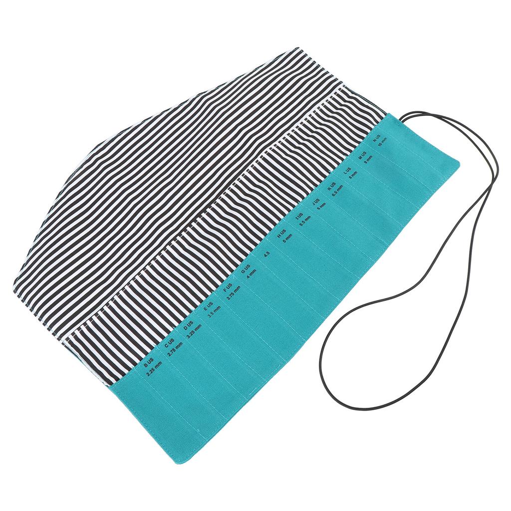Crochet Hook Storage Bag Portable Oxford Cloth Knitting Needle Organizer with Size Markings Green