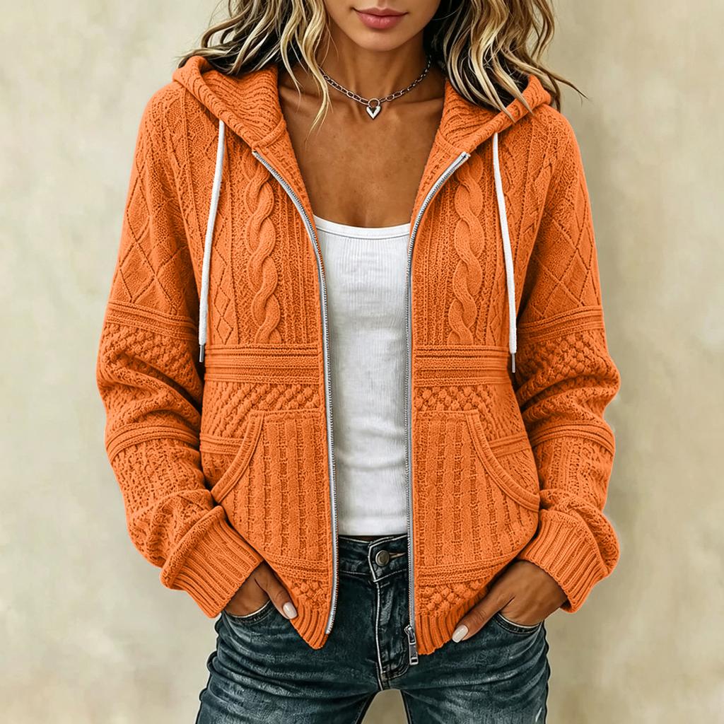 Damen Casual Locker Geschnittene Kapuzenjacke mit Reißverschluss und Blumigem Pailletten-Print