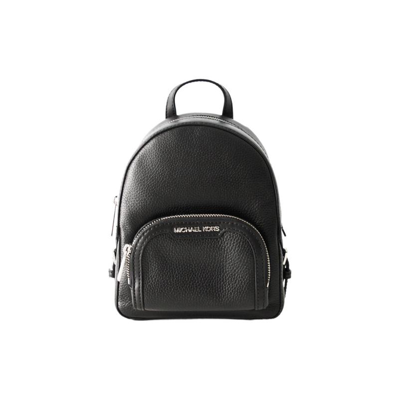 MICHAEL KORS Jaycee retro solid color pebbled zipper closure leather school bag backpack small size women s black чёрный