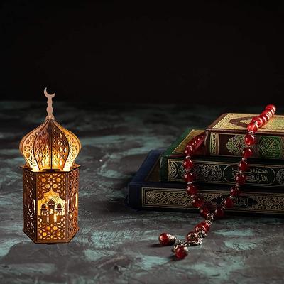 Wooden Ornament Decorative Led Light Party Supplies For Muslim Festival Eid Mubarak Decoration