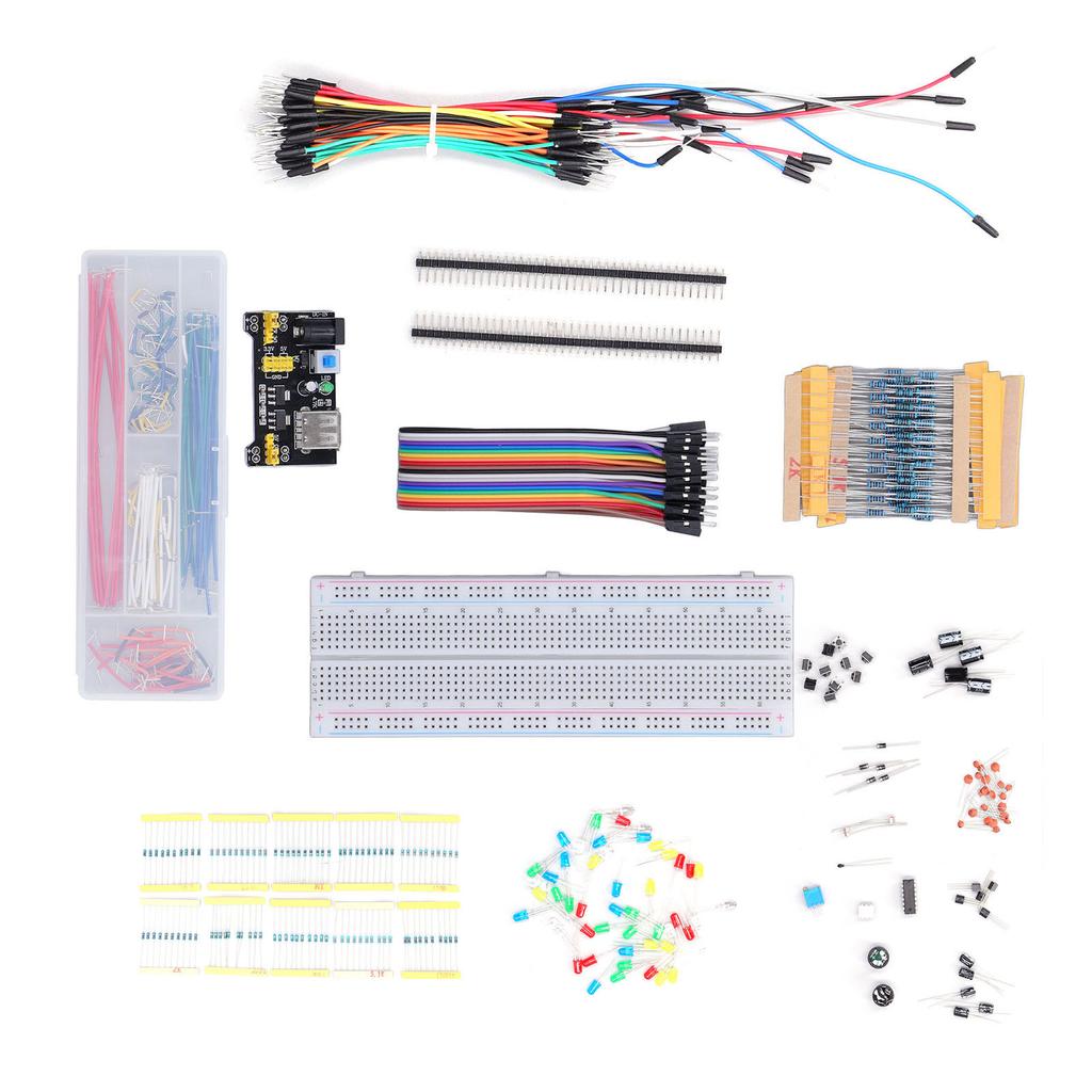 Electronic Starter Kit Solderless Jumper Wires Resistor Assortment Capacitors LED Set for STM32