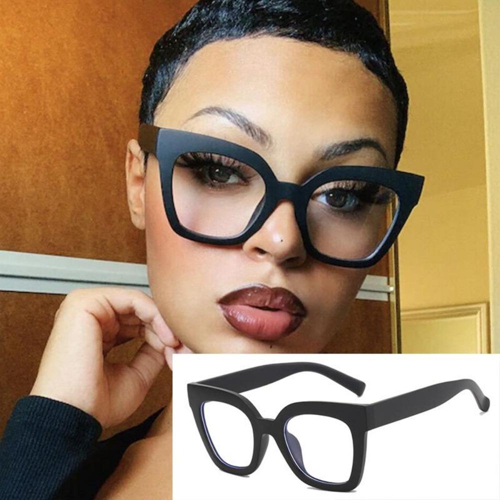 

Матовые черные квадратные очки для чтения оверсайз женские мужские блокирующие синий свет оправы для очков по рецепту кошачий глаз компьютерные очки +200
