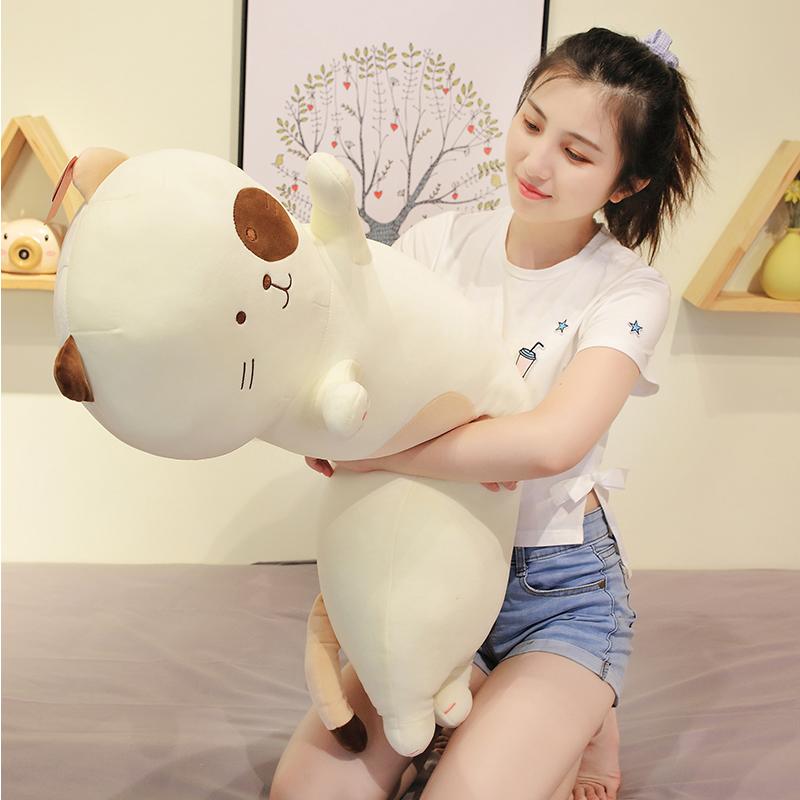 Cute Animal Cat Long Pillow Anime Soft Kitty Plush Toys Office Lunch Break Nap Sleeping Pillow Cushion Stuffed Doll For Kids