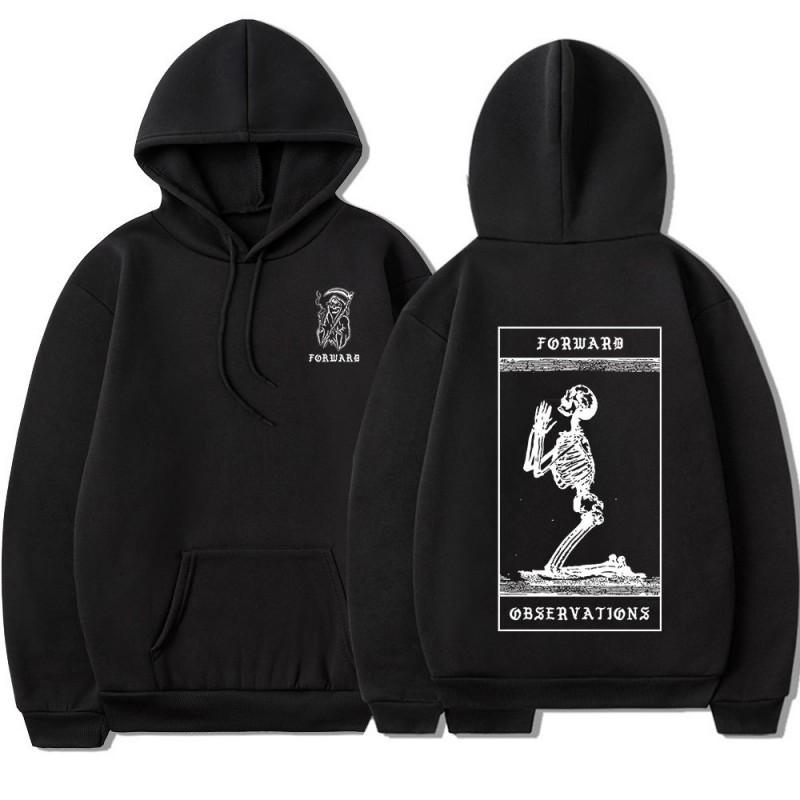 Punk Skeleton Graphic Hoodie Men Streetwear Casual Long Sleeve Pullover Hooded Sweatshirt