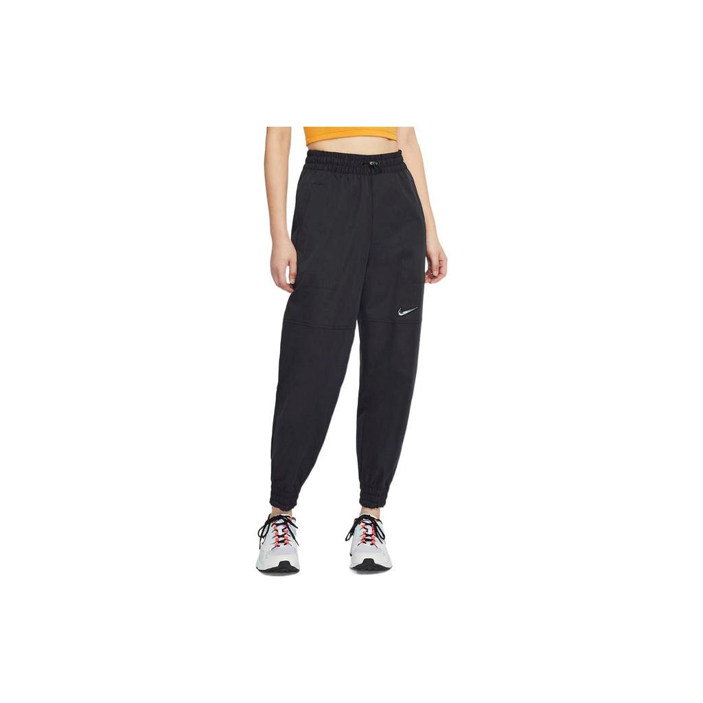 Nike SS22 Solid Color Logo Print Cuffed Sports Pants Women Bottoms Black DN4848-010
