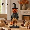 Regalo Único de Vacaciones para Otoño Figura de Bruja Calabaza, Estatua Espeluznante de Halloween con Linterna, Lámpara de Noche Iluminada con LED Resina Gótica Vintage Mesa Repisa