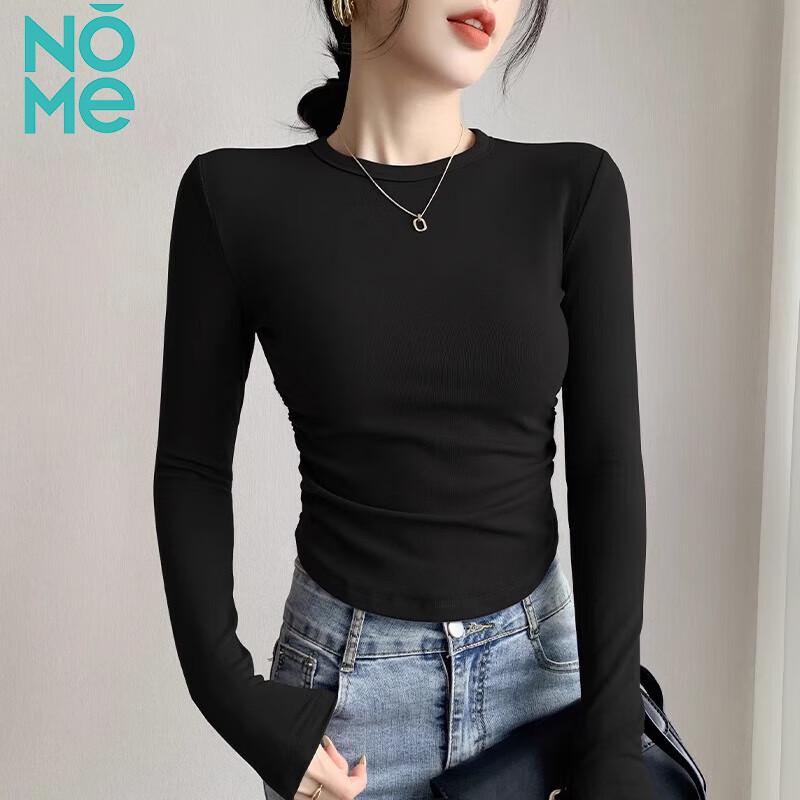 

NOME Women s Ruched Long Sleeve Round Neck Top M